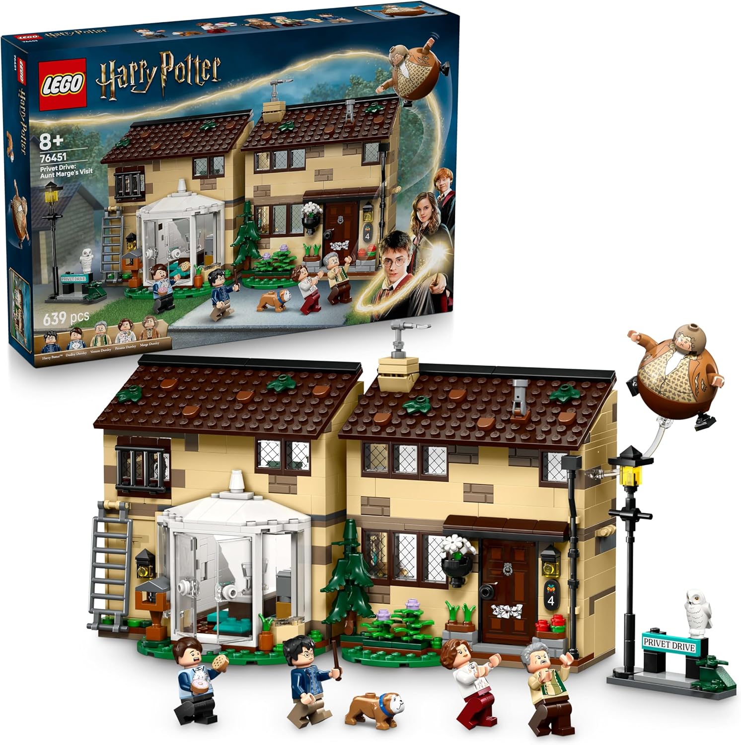 LEGO® Harry Potter™ 76451 Ligusterweg: Tante Magdas Besuch LEGO® Harry Potter™ 76451 Ligusterweg: Tante Magdas Besuch – Verpackung, Zubehör und Details sichtbar