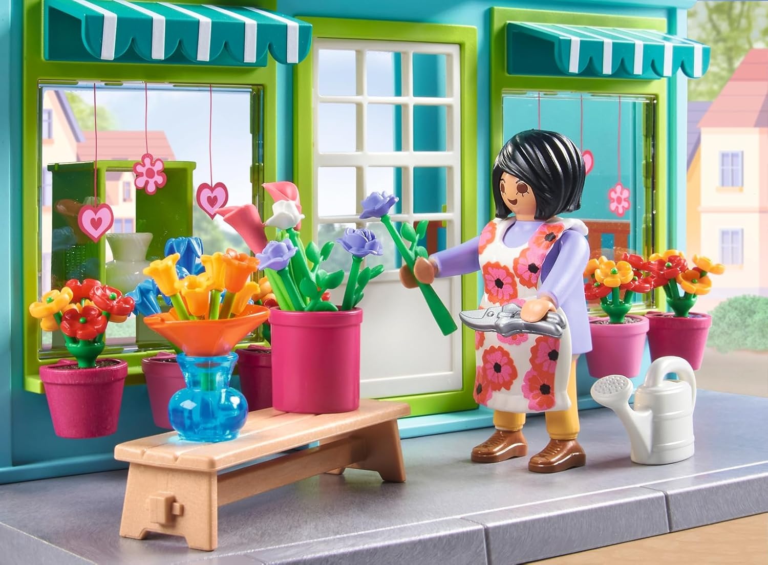 PLAYMOBIL 71807 - My Life: Blumenladen mit Pflanzen, Sträußen & Snacks Spielzeug, Kind, Weiblich, Mädchen, Person