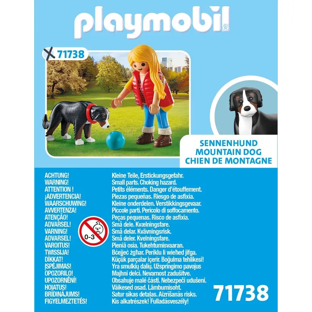 PLAYMOBIL 71738 - My Life: Frau mit Sennenhund und Ballspiel Werbung, Plakat, Person, Hund, Haustier