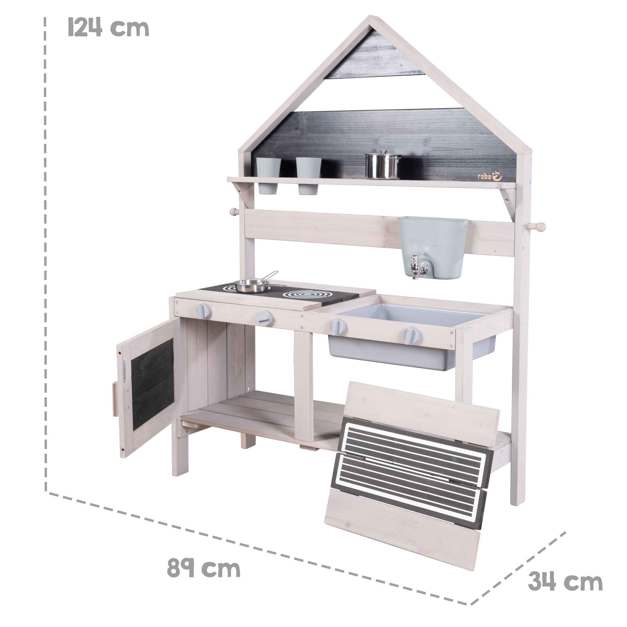 Roba 457004GAZU Outdoor Spiel- Matschküche Hausoptik grau – Outdoor FSC - Bild 7 Roba 457004GAZU Outdoor Spiel- Matschküche Hausoptik grau – Outdoor FSC - Produktbild 7