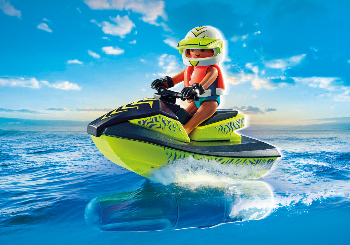 PLAYMOBIL 71464 Feuerwehrboot mit Aqua Scooter Wasser, Wassersport, Person, Boot, Jetski