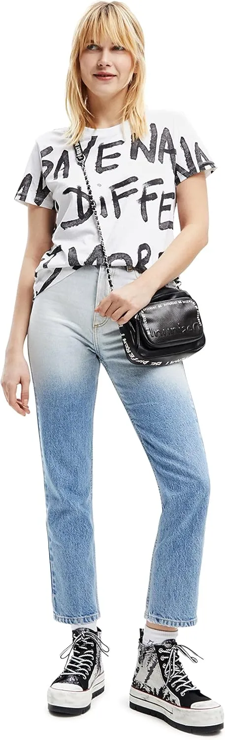 Desigual Damen T-Shirt - Weißes T-Shirt mit Schriftprint 22WWTK211000 GR. XS Desigual Damen T-Shirt - Weißes T-Shirt mit Schriftprint 22WWTK211000 GR. XS