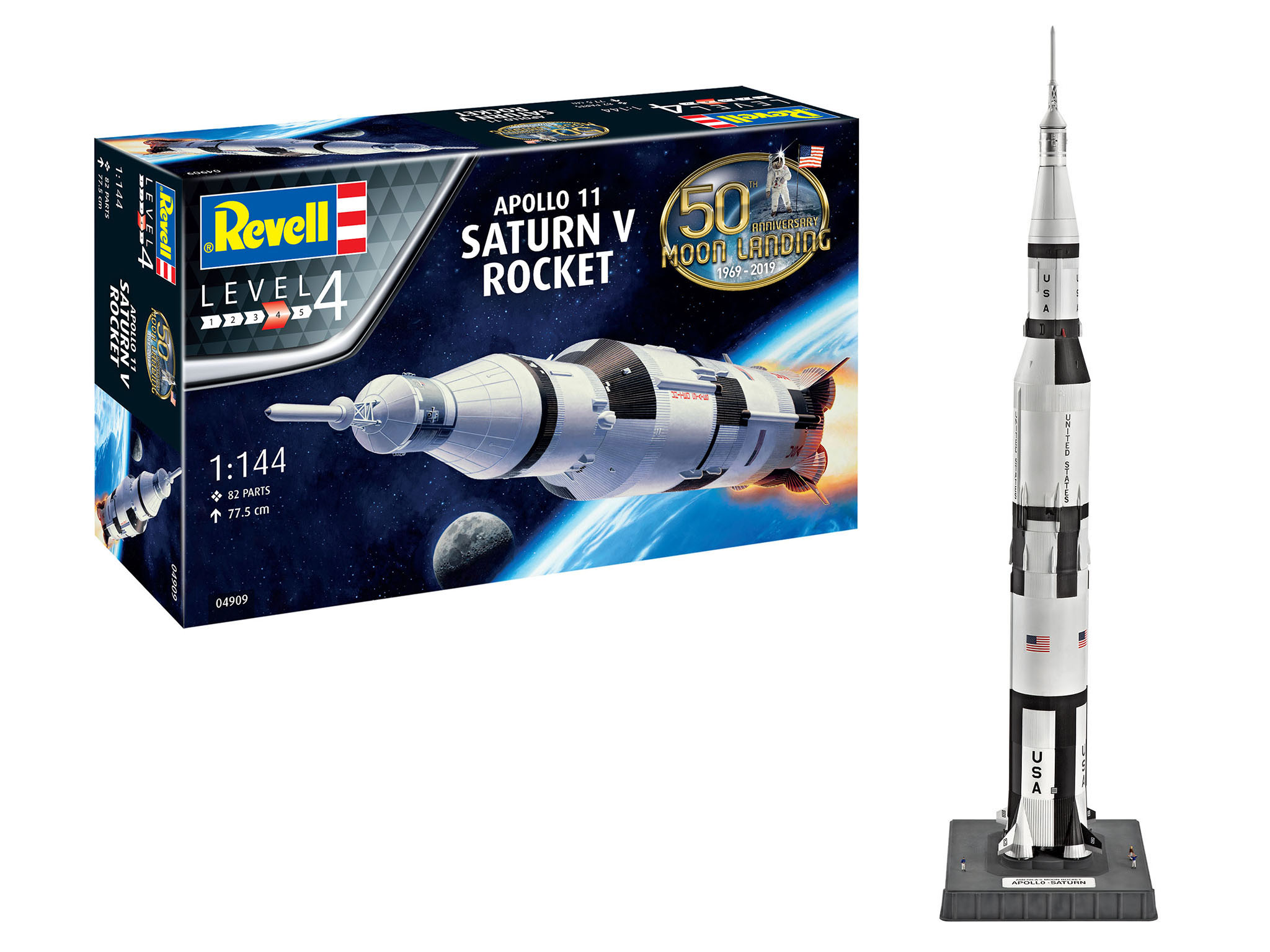 Revell 04909 Apollo Saturn V Modellbausatz Revell, 04909, Apollo, Saturn, V, Modellbausatz, Rakete, Waffe, Mörsergranate
