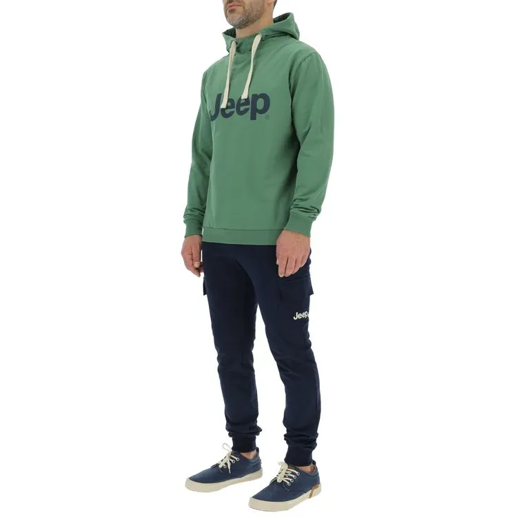 JEEP Herren Kapuzenpullover O102716GN - Dunkelgrüner Hoodie mit großem Jeep-Logo JEEP Herren Kapuzenpullover O102716GN - Dunkelgrüner Hoodie mit großem Jeep-Logo