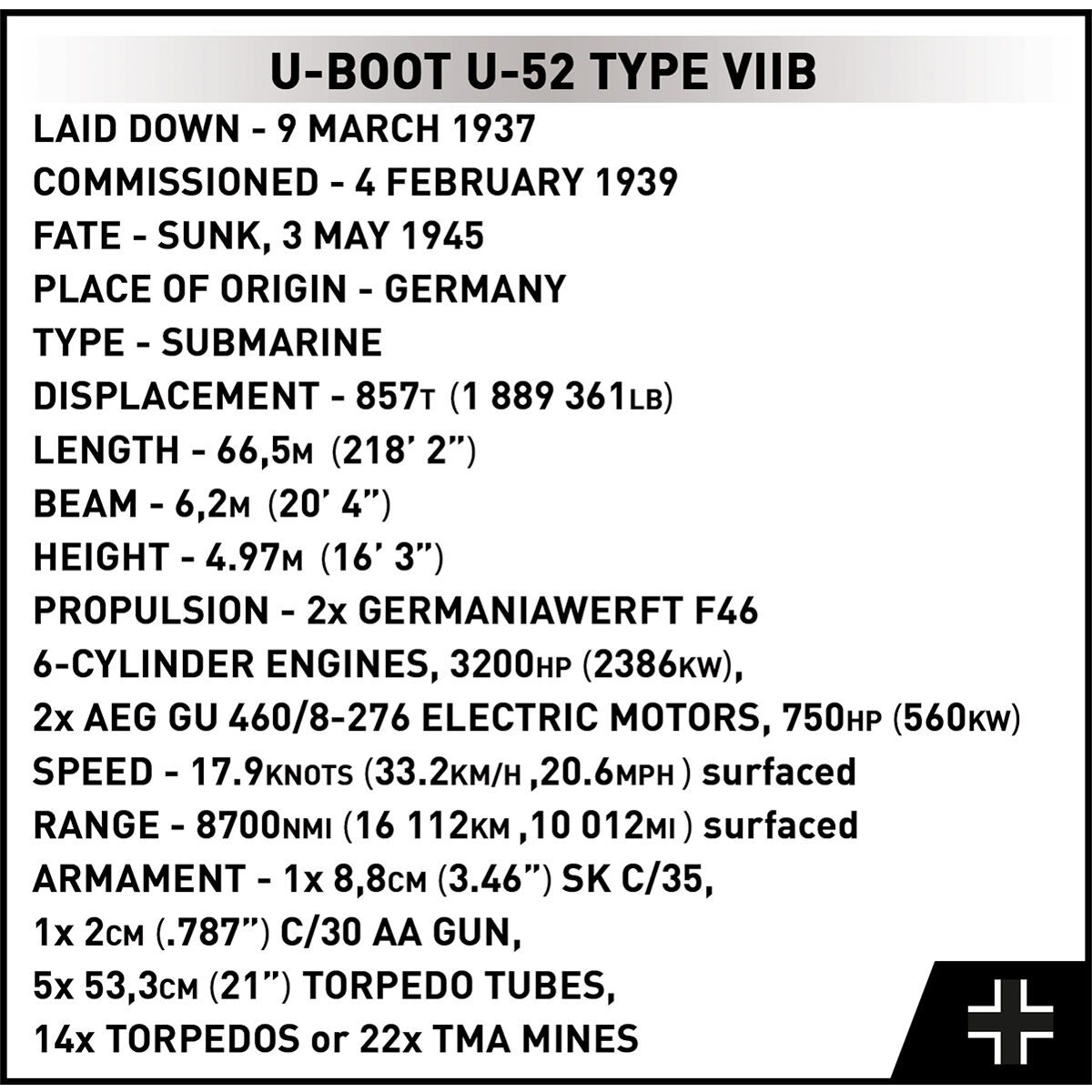COBI 4852 - U-BOOT U-52 (TYP VIIB) - Bild 11 COBI 4852 - U-BOOT U-52 (TYP VIIB) - Bild 11
