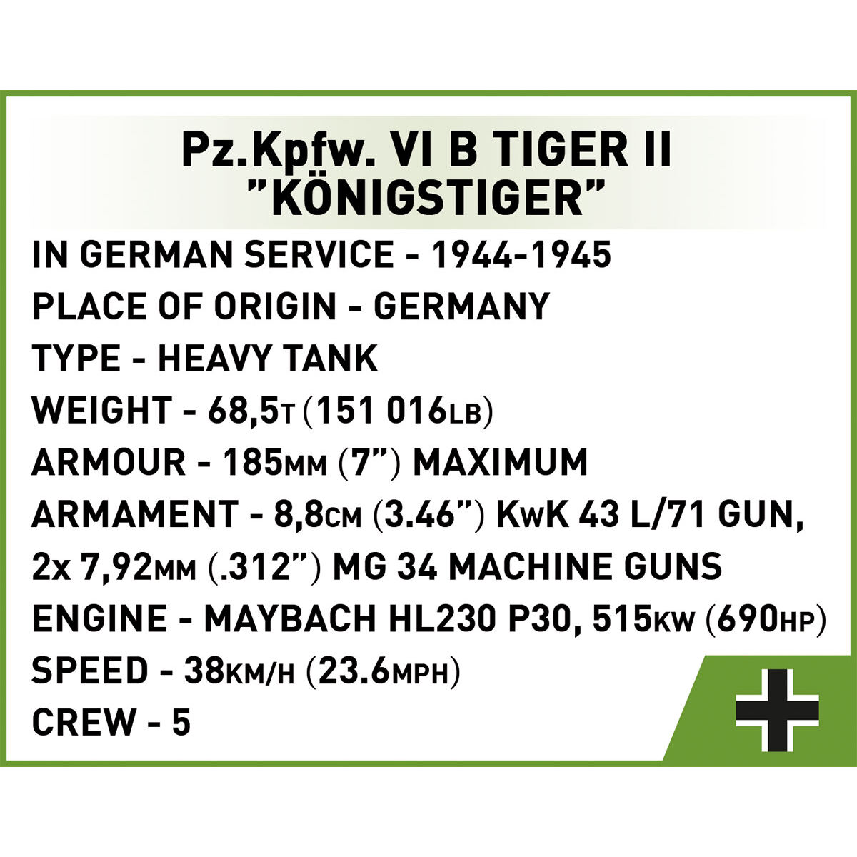 COBI 2732 - PZ.KPFW. VI B TIGER II Königstiger 1:48 - Bild 11 COBI 2732 - PZ.KPFW. VI B TIGER II Königstiger 1:48 - Bild 11