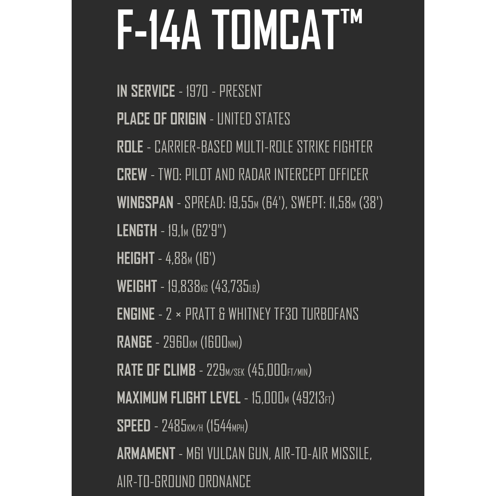 COBI 5920 - Grumman F-14 TOMCAT - Bild 9 COBI 5920 - Grumman F-14 TOMCAT - Bild 9