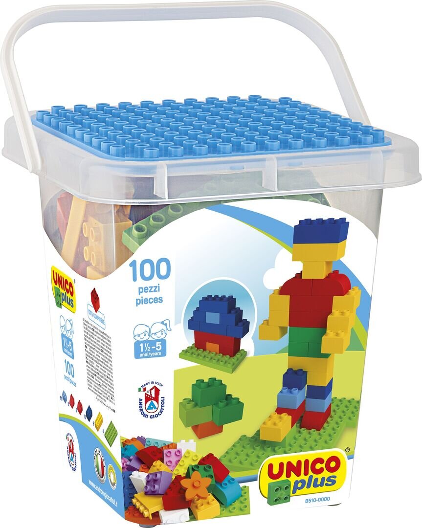 Bausteine 100 Teile im Eimer Bausteine, 100, Teile, im, Eimer, Plastik, Plastik, Plastik