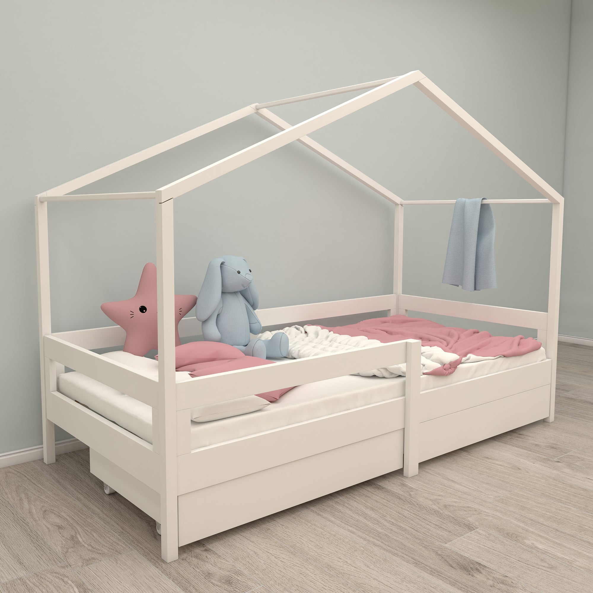 Roba 207013WE Set Hausbett mit Lattenrost weiß – Hausbetten - Produktbild 8