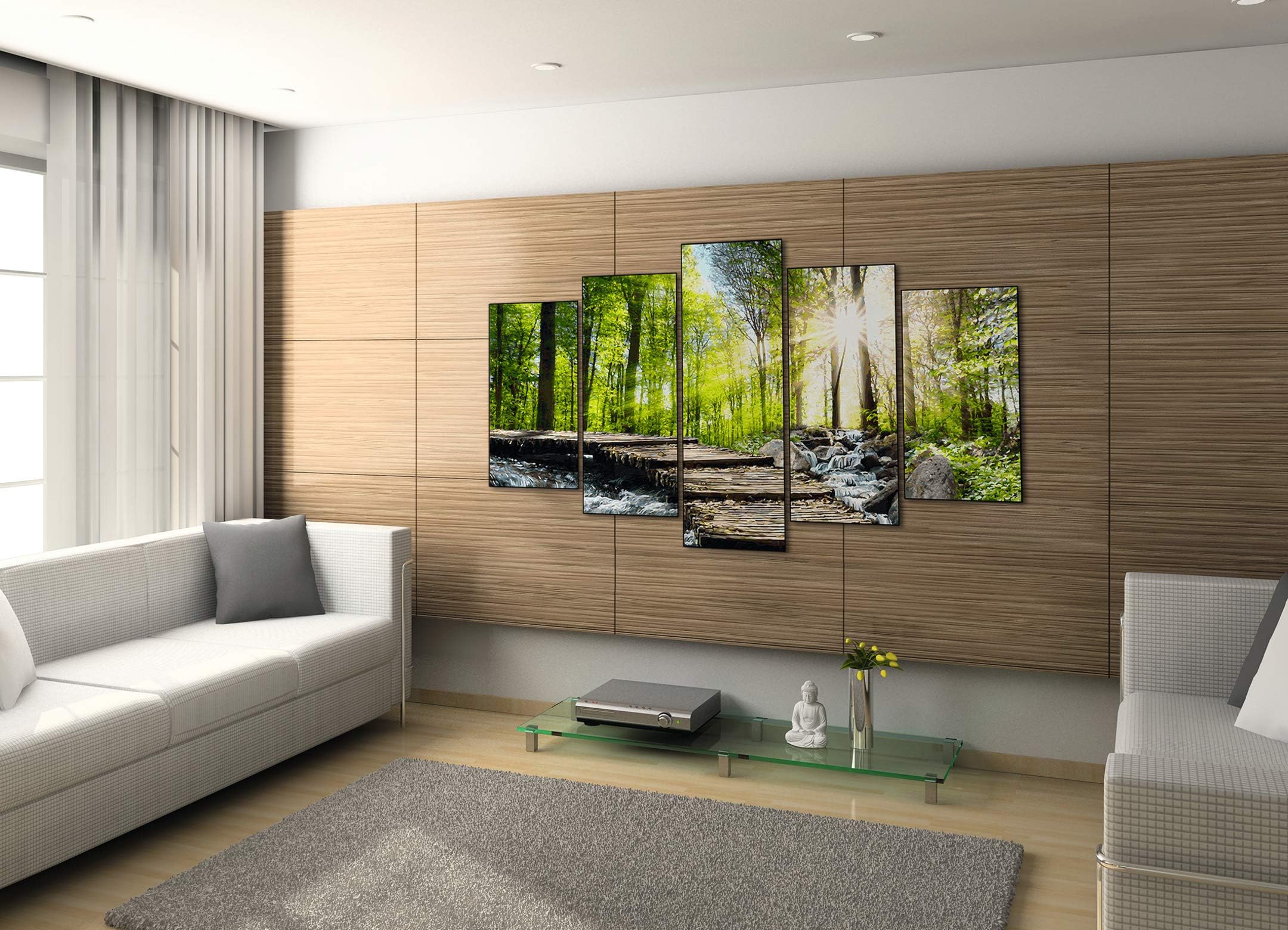 Schipper Mnz - Am Wildbach - Fünfteiliges Panorama-Malset Mit Naturidylle 609450774 Drinnen, Innenarchitektur, Wohnzimmer, Holzpaneele, Dekoration für Zuhause