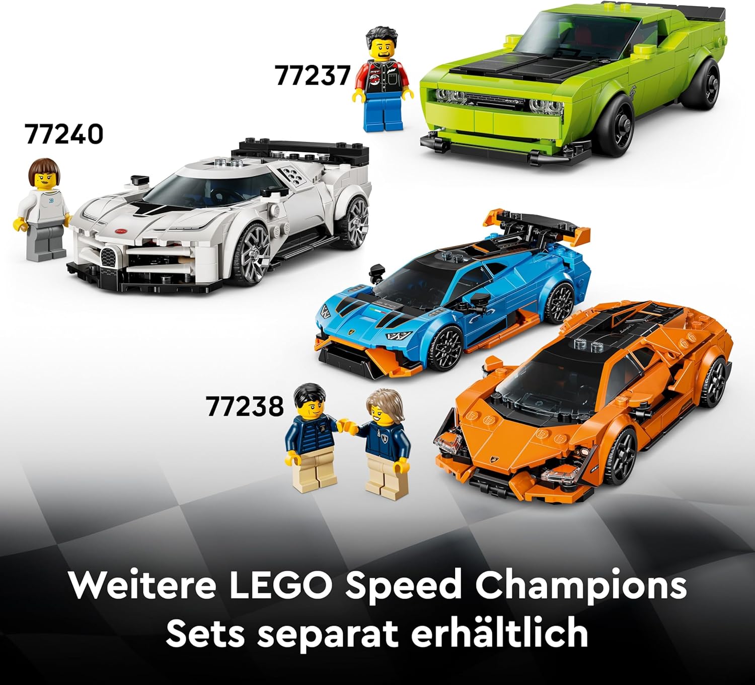 LEGO 76918 Speed Champions McLaren Solus GT & McLaren F1 LM Doppelset LEGO Speed Champions 76918 McLaren Solus GT in Weiß und McLaren F1 LM in Orange mit zwei Rennfahrer-Minifiguren