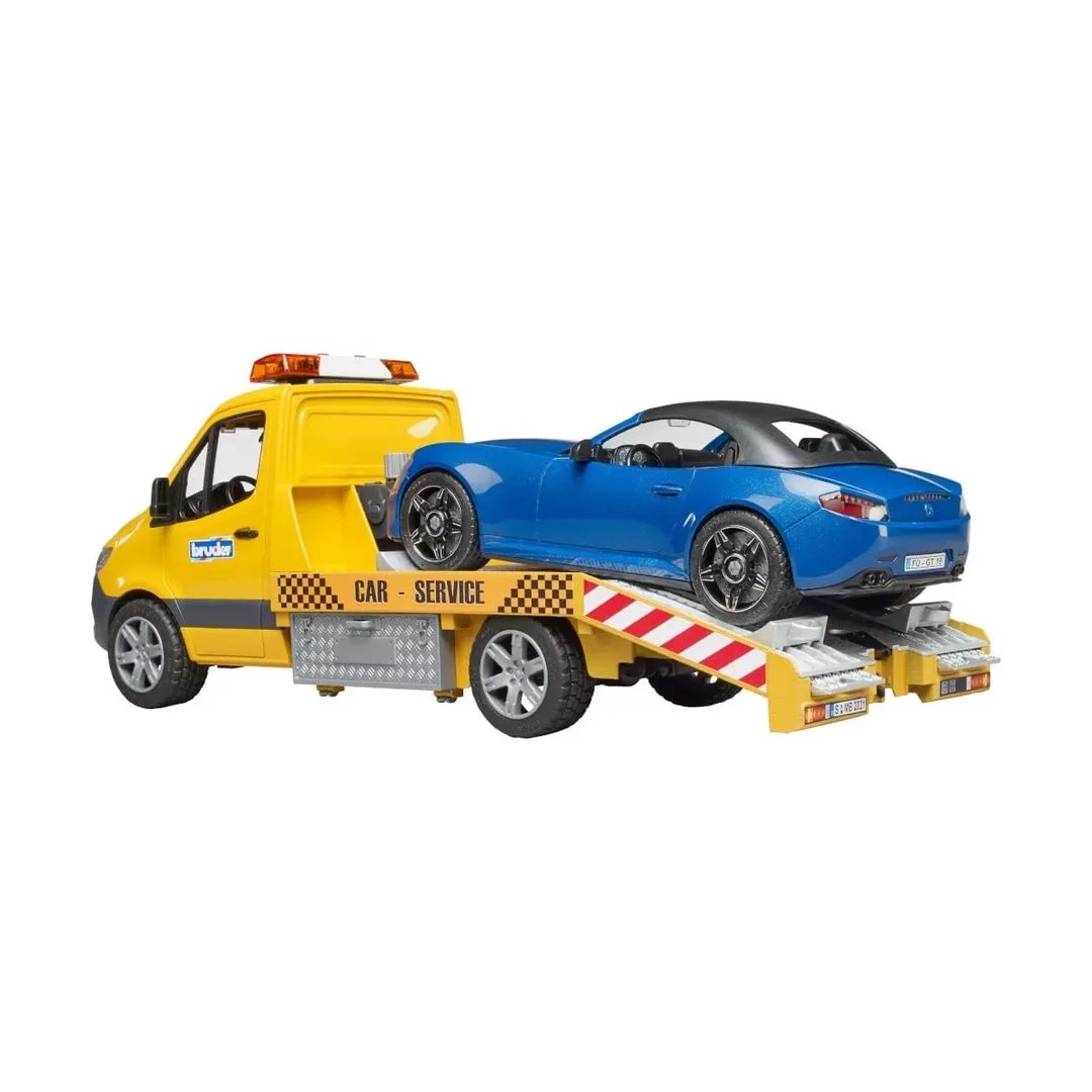 Bruder 02675 MB Sprinter Autotransporter m. Light + Sound Modul und Bruder Roadster