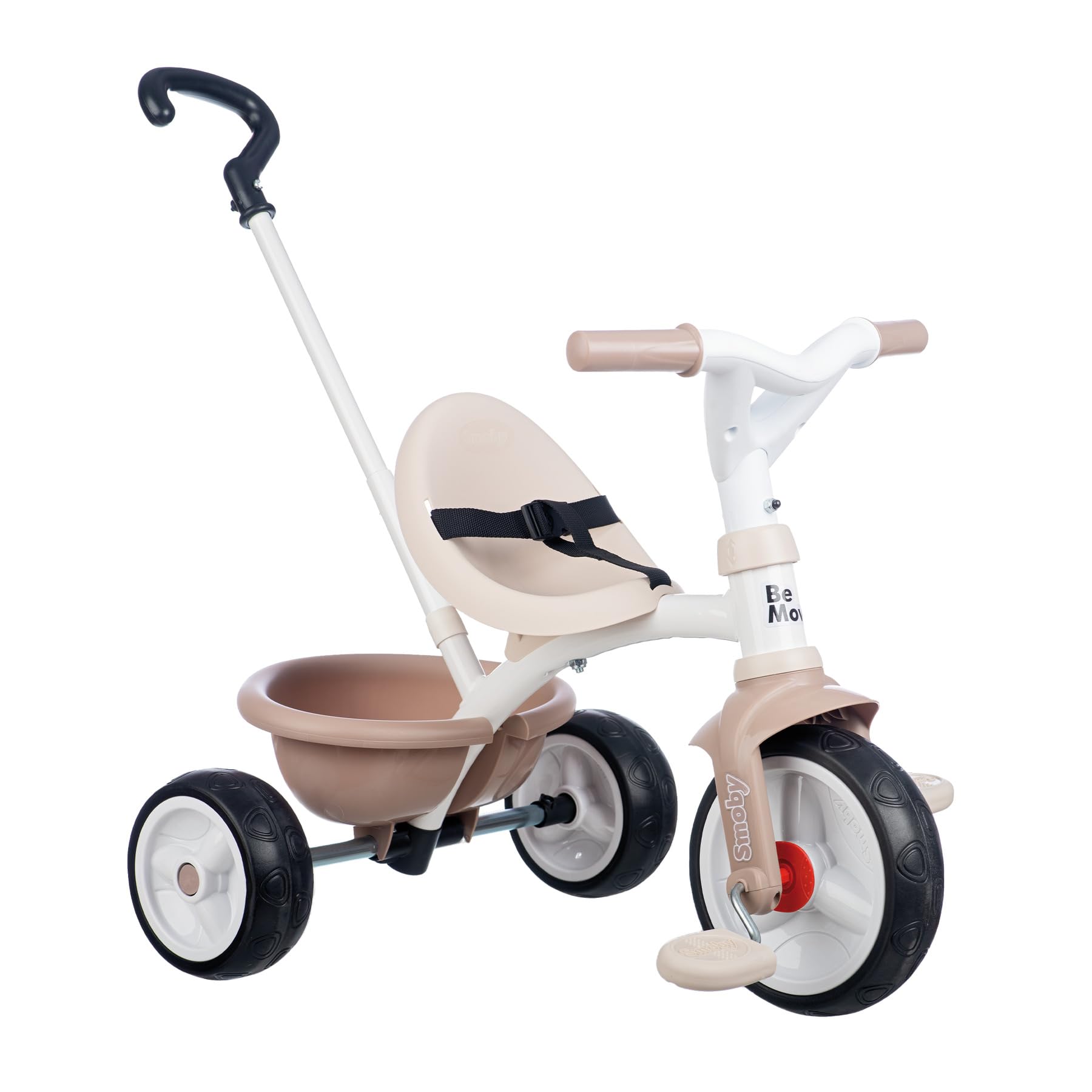 Smoby Be Move Tricycle Beige 2-in-1, verstellbare Elternstange, ab 15 Monaten Smoby Be Move Tricycle Beige 2-in-1 mit ergonomischem Sitz, Sicherheitsgurt, verstellbarer Elternstange bis 95 cm, Free-Wheel, Leichtlaufräder, beige, ca. 68×52×52 cm, Transport, Dreirad, Fahrzeug, Rasenmäher, Werkzeug