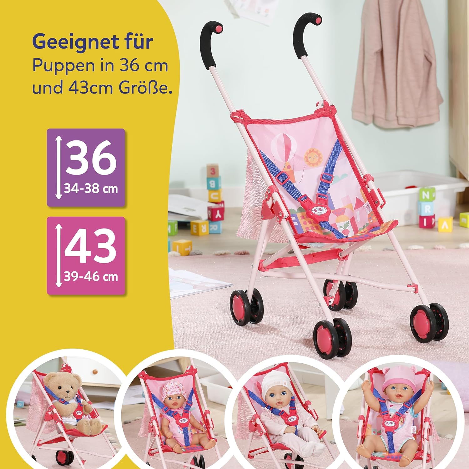 BABY born® Kinderwagen mit Tasche Pink