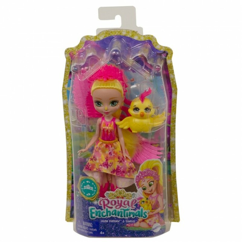 Enchantimals Royals Phoenix Puppe mit Vogelfreund Enchantimals Royals Phoenix Puppe mit Phoenix-Vogelfreund und königlichem Outfit