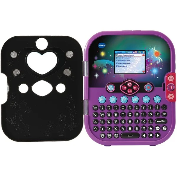 VTech KidiSecrets Selfie Music 2.0 elektronisches Tagebuch ab 6 Jahren VTech KidiSecrets Selfie Music 2.0 in Schwarz-Lila, elektronisches Tagebuch mit 2 Kameras, Gesichtserkennung, MP3-Player, LED-Effekte & 750 Einträge,