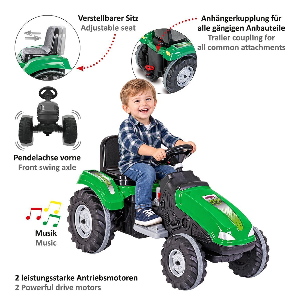 JAMARA Ride-on Traktor Big Wheel 12V grün ab 3 Jahren