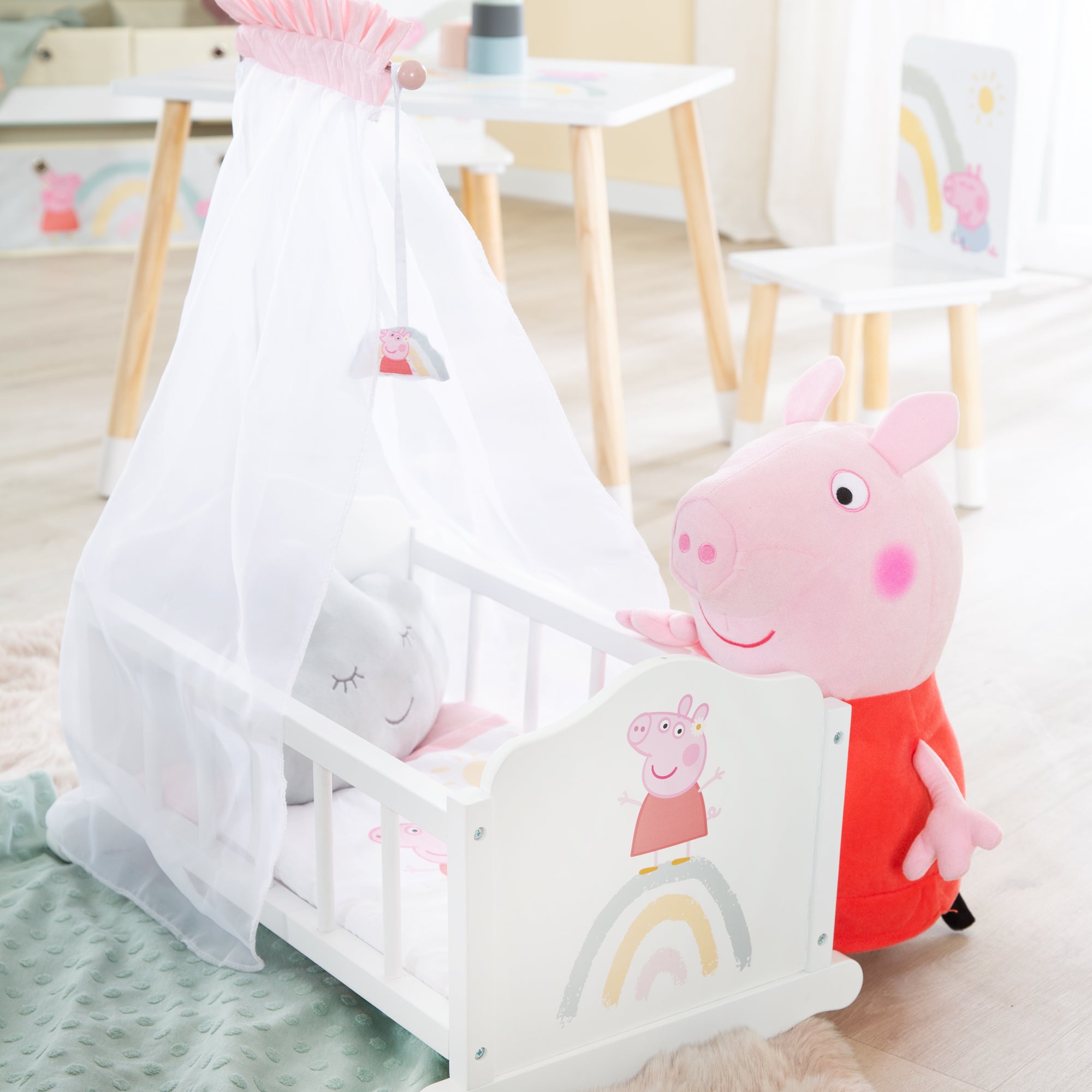 Roba 490035PP1 Puppenwiege Peppa Pig weiß – Puppenmöbel & Häuser - Bild 4 Roba 490035PP1 Puppenwiege Peppa Pig weiß – Puppenmöbel & Häuser - Produktbild 4