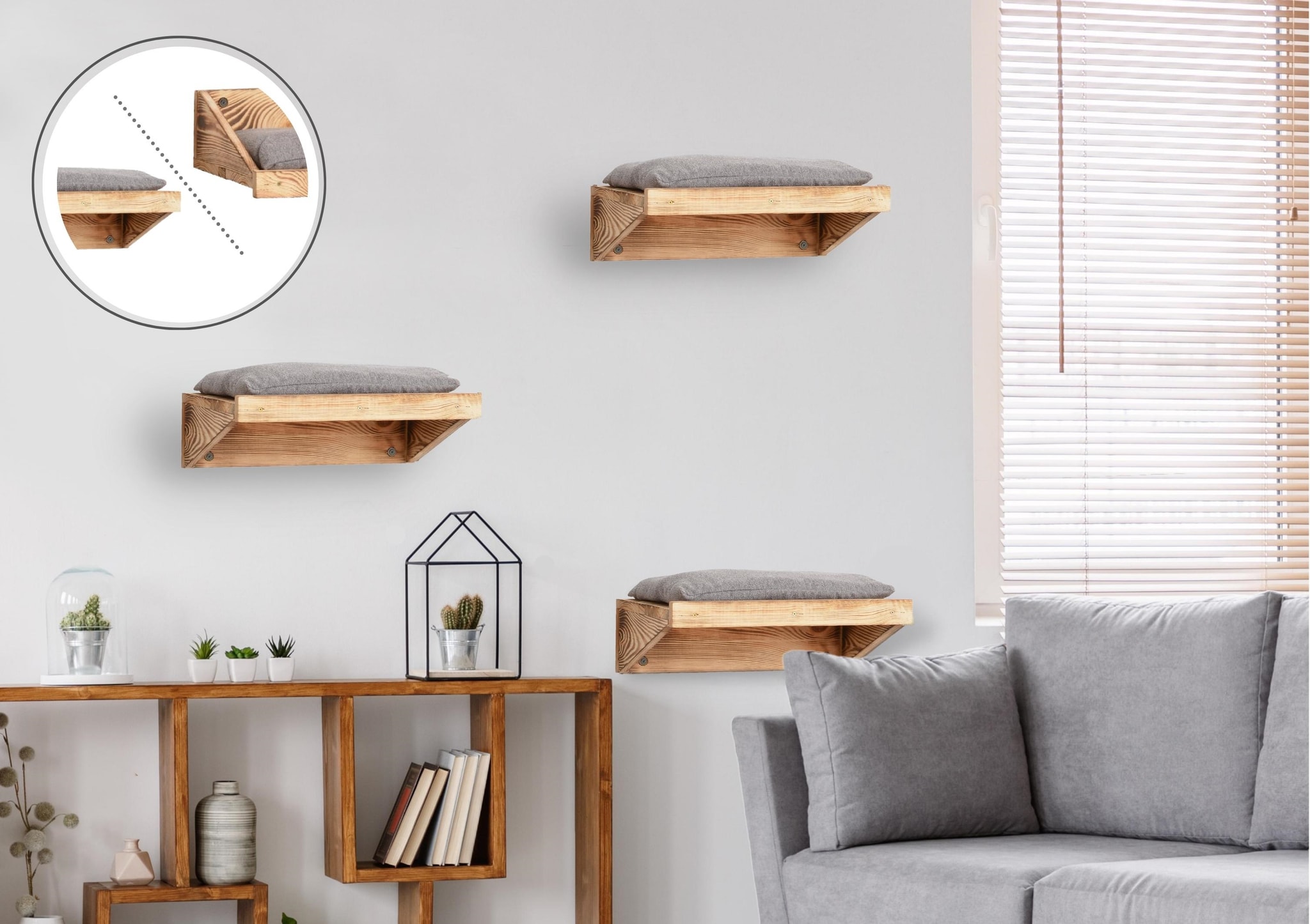 Rohrschneider – RS 22188.102 – 3-er Set Wandmulde Karlsson – Grau – Haustiermöbel