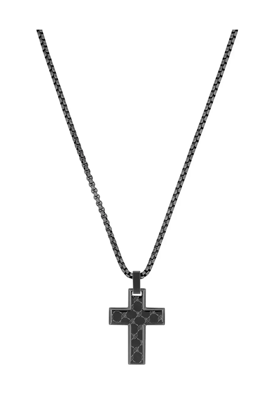JOOP! Halskette Herren aus Edelstahl, Kreuzanhänger, Venezianerkette, 55+5 cm