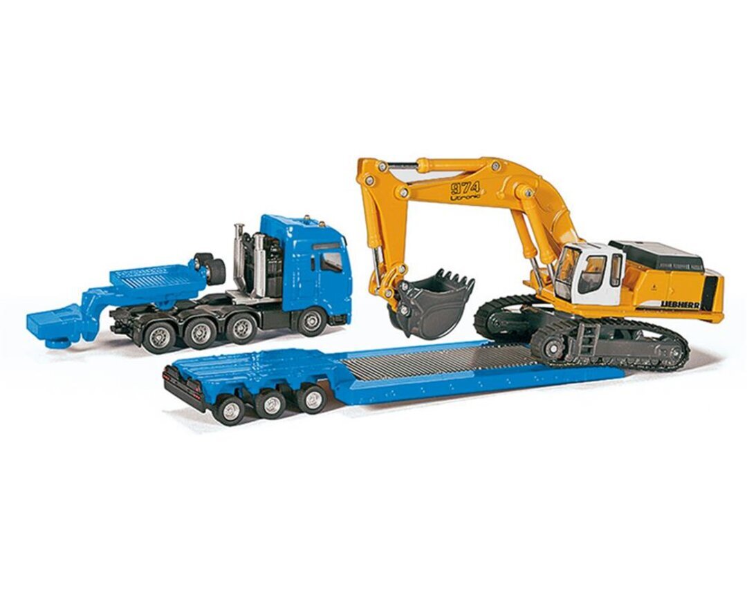 Siku Schwertransport Mit Tiefbettauflieger Siku, Schwertransport, Mit, Tiefbettauflieger, Maschine, Rad