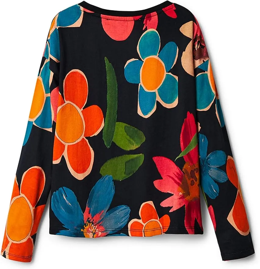 Desigual Mädchen Langarmshirt - Schwarz mit buntem Blumenmuster 22WGTK142000/7 Desigual Mädchen Langarmshirt - Schwarz mit buntem Blumenmuster 22WGTK142000/7