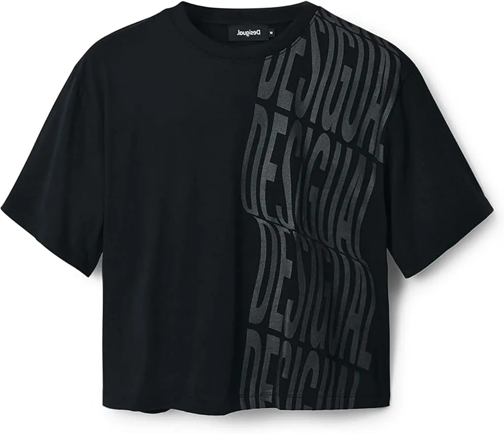 Desigual Damen T-Shirt - Schwarzes T-Shirt mit Logo-Print 22WWTK132000 GR. XL