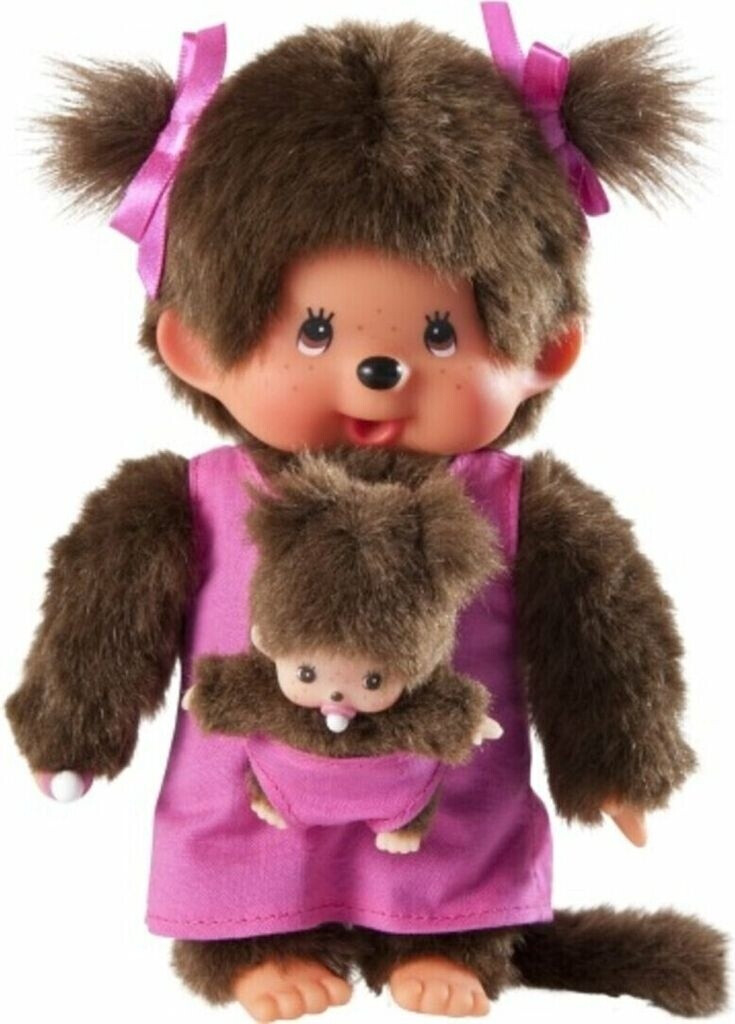 Monchhichi Mother Care Pink Girl, ca. 20 cm Puppe, Spielzeug, Gesicht, Kopf, Person