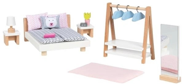 goki Puppenhaus Schlafzimmer - 18-teilig, modernes Design, Holz & Stoff goki Puppenhaus Schlafzimmer - 18-teilig, modernes Design, Holz & Stoff