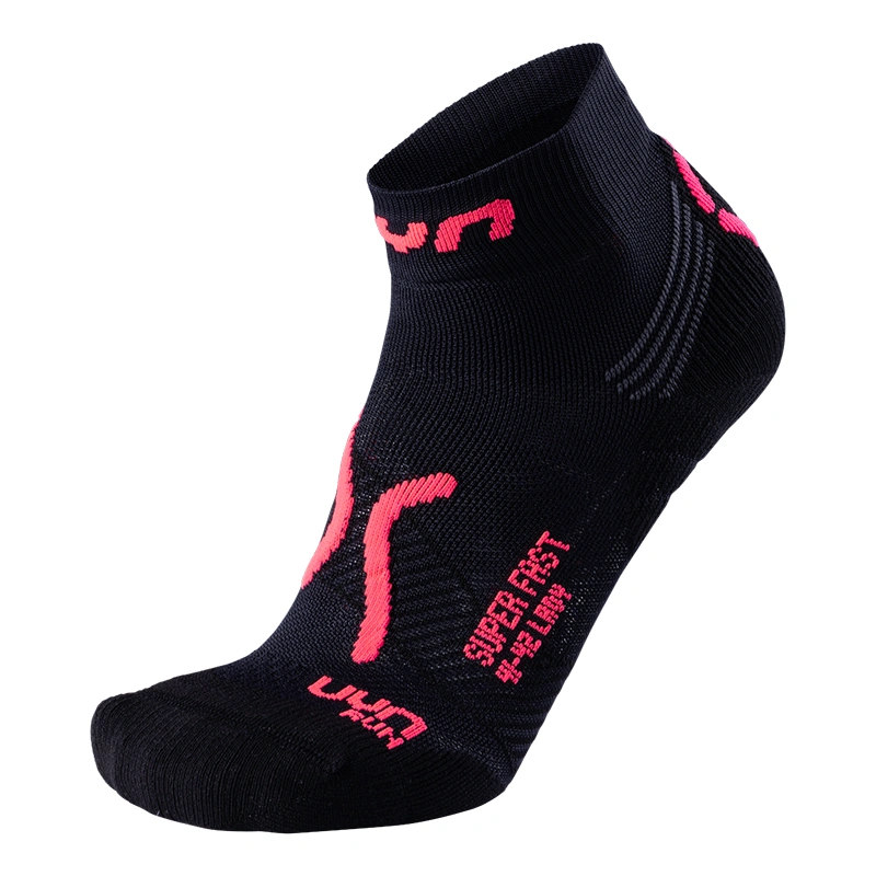 UYN Damen Laufsocken Super Fast S100066B437 - Schwarz/Koralle Fluo UYN Damen Laufsocken Super Fast S100066B437 - Schwarz/Koralle Fluo