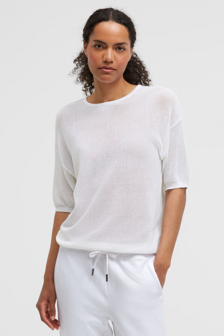 SENSES Kurzarm-Pullover KA:YA mit Mesh-Struktur opticwhite SENSES Kurzarm-Pullover KA:YA mit Mesh-Struktur opticwhite