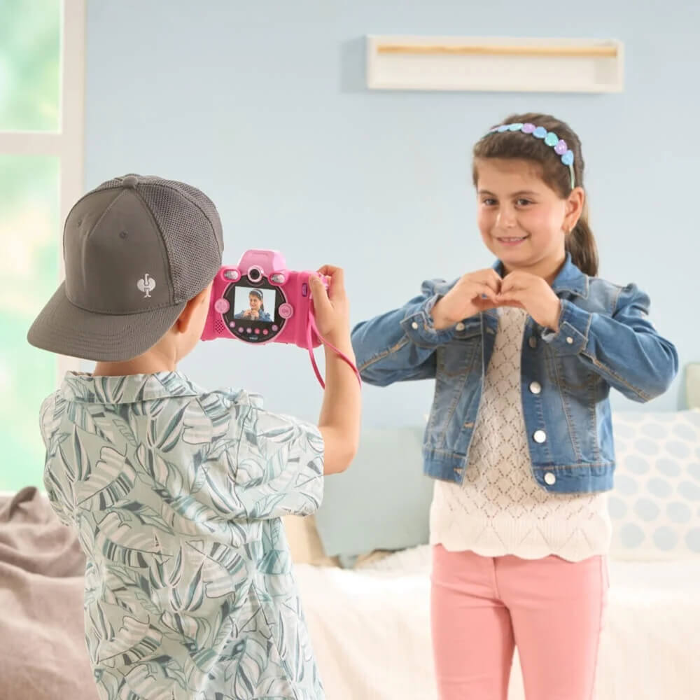 VTech KidiZoom Duo FX pink Kinderkamera mit Dual-Lens & 7 Kreativ-Apps, ab 4 Jahren VTech KidiZoom Duo FX pink mit Front- & Rückkamera 5 MP/2 MP, 4× Zoom, Touchscreen, 7 Kreativ-Apps Comics, Animation, Films, Spiele, Musik-Player, USB/Audio-Anschluss, ab 4 Jahren,