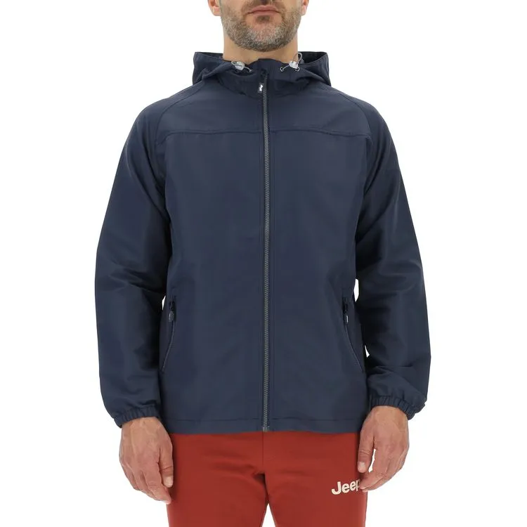 JEEP Herren Windjacke O102712BL - Blaue leichte Kapuzenjacke mit großem Jeep-Outline-Rückendruck JEEP Herren Windjacke O102712BL - Blaue leichte Kapuzenjacke mit großem Jeep-Outline-Rückendruck