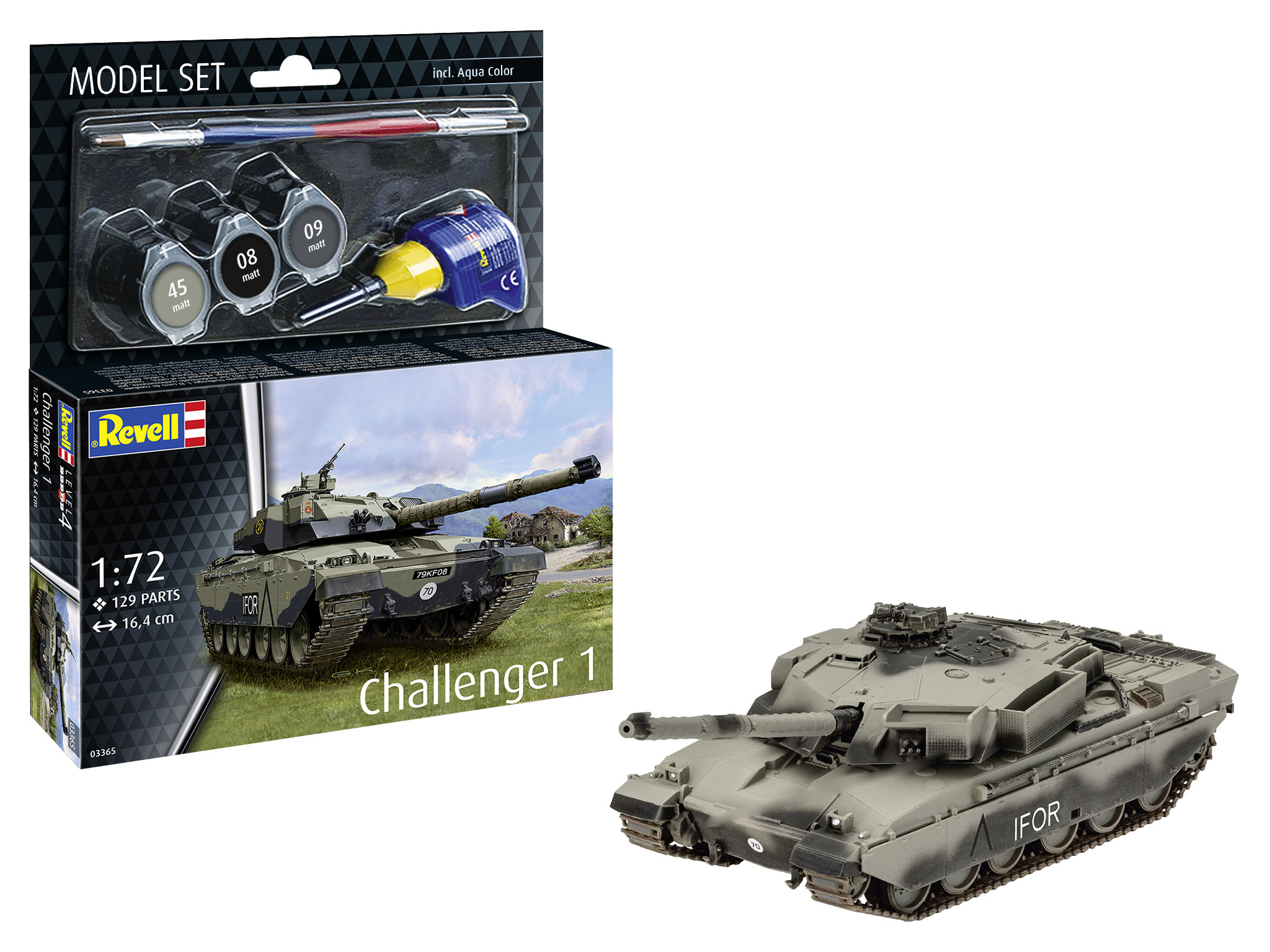Revell 63365 Model Set Challenger 1 Britischer Kampfpanzer im Maßstab 1:72 gepanzert, Militärisch, Panzer, Fahrzeug, Waffe