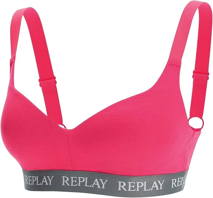 REPLAY Damen Bralette I101299PI - Pink, Gepolstertes Bustier mit Logo-Bund GR. L