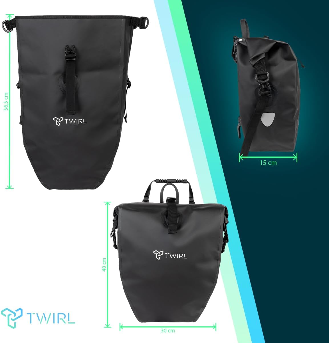 TWIRL 123200 – Gepäckträgertasche CARRY S 22 L Schwarz