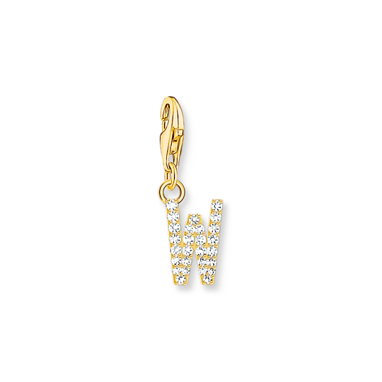 Thomas, Sabo, Anhänger, Charm-Club, Buchstabe, W, Vergoldet, Gelbgold, Zirkonia, Weiß, 1986-414-14, Zubehor, Ohrring, Schmuck, Diamant, Edelstein
