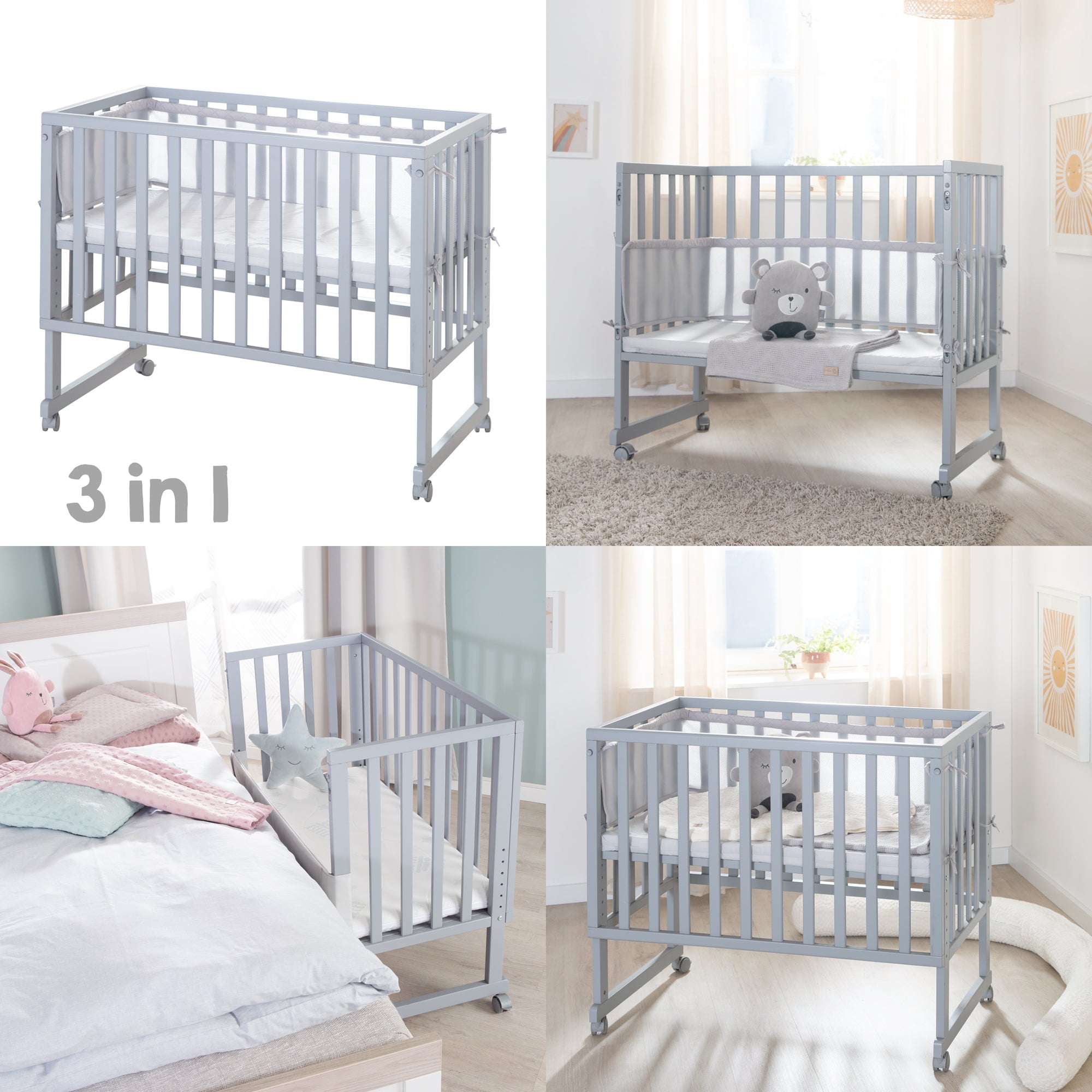 Roba 8961TP8V230 Stuben- Beistellbett 3in1, Barriere grau taupe – Stubenbetten - Bild 4 Roba 8961TP8V230 Stuben- Beistellbett 3in1, Barriere grau taupe – Stubenbetten - Produktbild 4