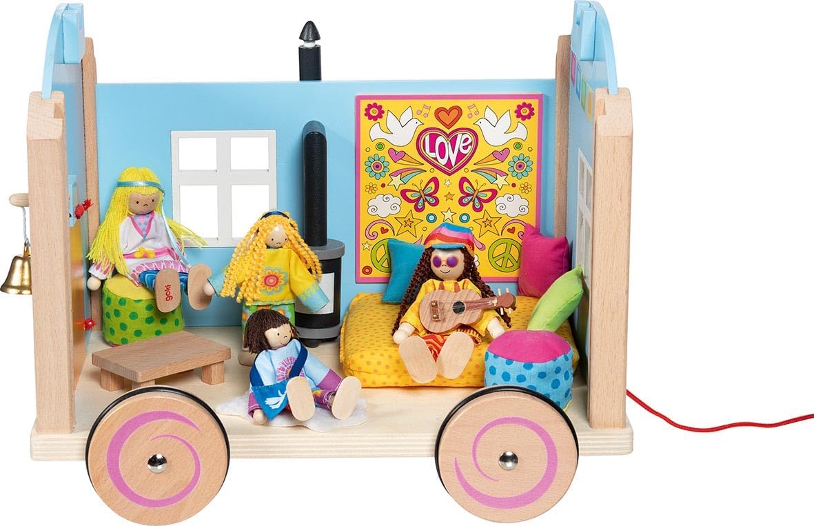 GOKI 51440 Wohnwagen Spirit - 12-teiliges Spielset aus Holz & Textil GOKI 51440 Wohnwagen Spirit - 12-teiliges Spielset aus Holz & Textil