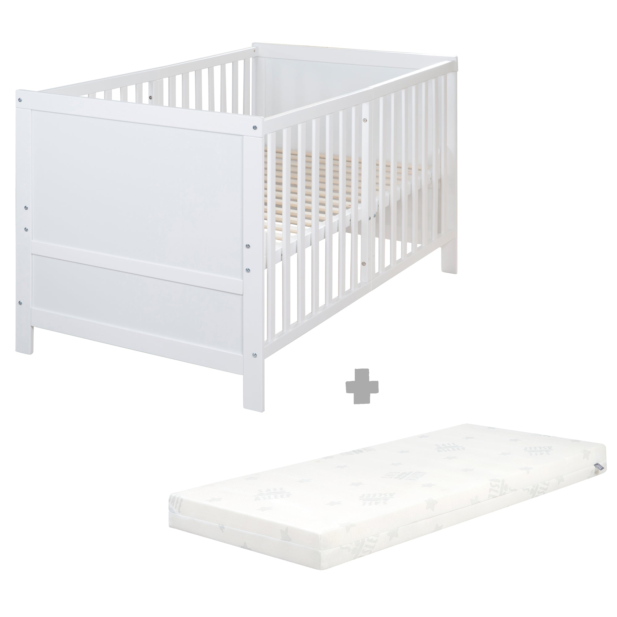 Roba 0194WEM Kombi-Kinderbett 70x140 cm + Matratze weiß – Komplettbettsets & Einzelbetten - Bild 1 Roba 0194WEM Kombi-Kinderbett 70x140 cm + Matratze weiß – Komplettbettsets & Einzelbetten - weiß - Komplettbettsets & Einzelbetten - Produktbild 1