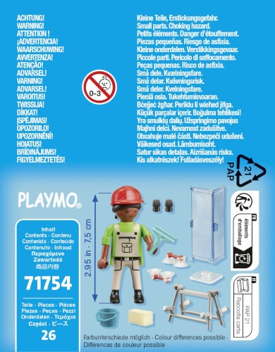 PLAYMOBIL 71754 - Special Plus: Glaser mit Glasscheiben und Zubehör Schutzhelm, Helm, Werbung, Plakat, Person