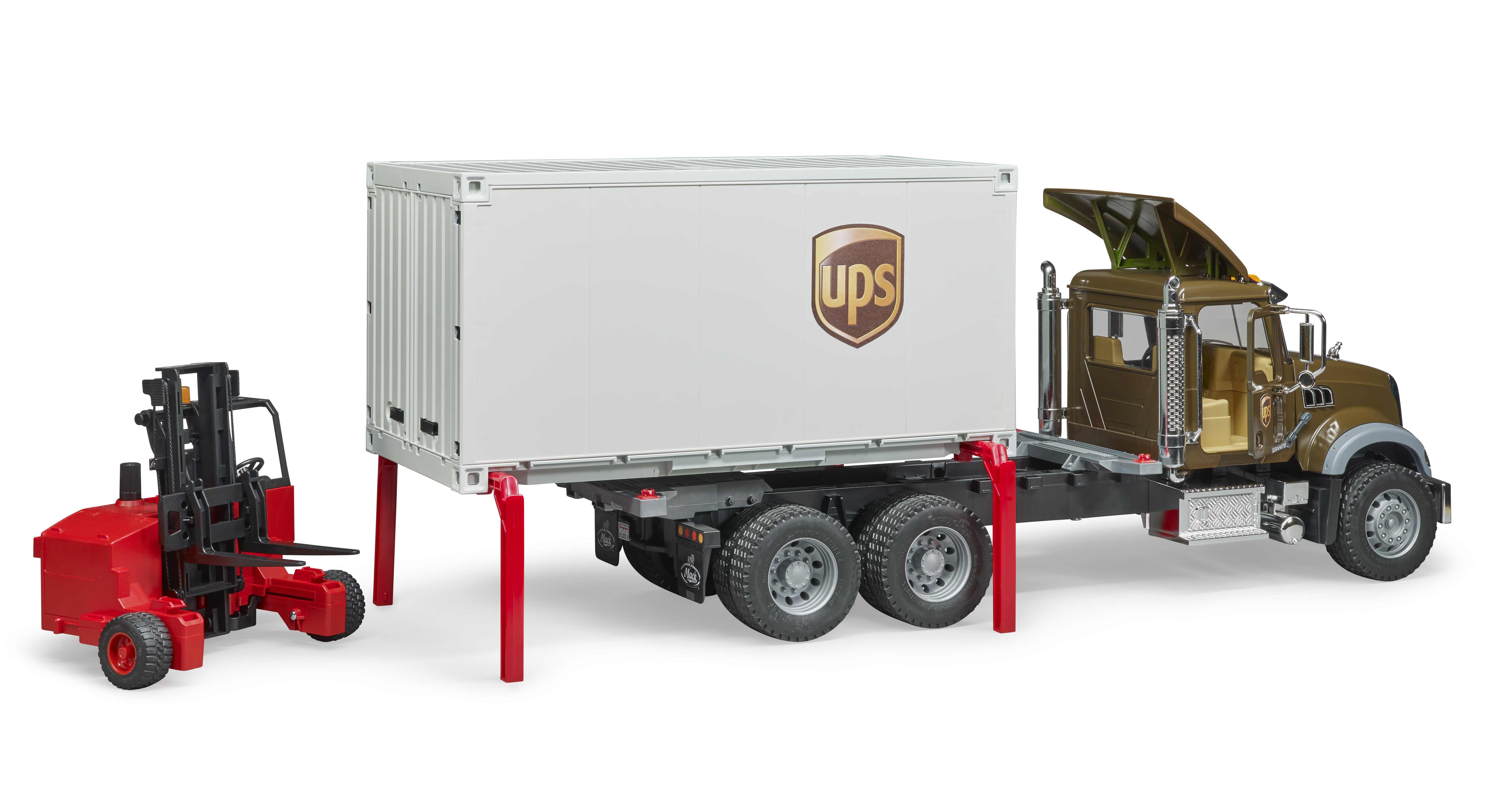 BRUDER 02828 - MACK Granite UPS Logistik-LKW mit Mitnahmestapler - Bild 2 BRUDER 02828 - MACK Granite UPS Logistik-LKW mit Mitnahmestapler - Bild 2