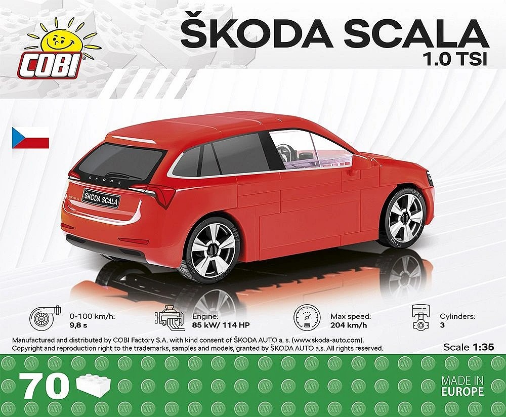 COBI 24582 Škoda Scala 1.0 TSI – Klemmbausteine Modellauto im Maßstab 1:35