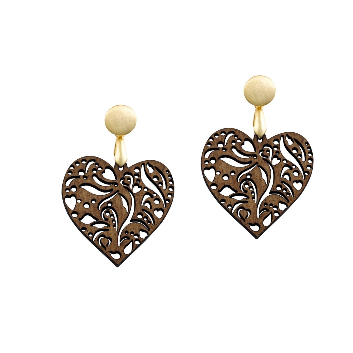 WAIDZEIT O12W Ohrringe Coeur de Fleur Walnuss WAIDZEIT O12W Ohrringe Coeur de Fleur Walnuss