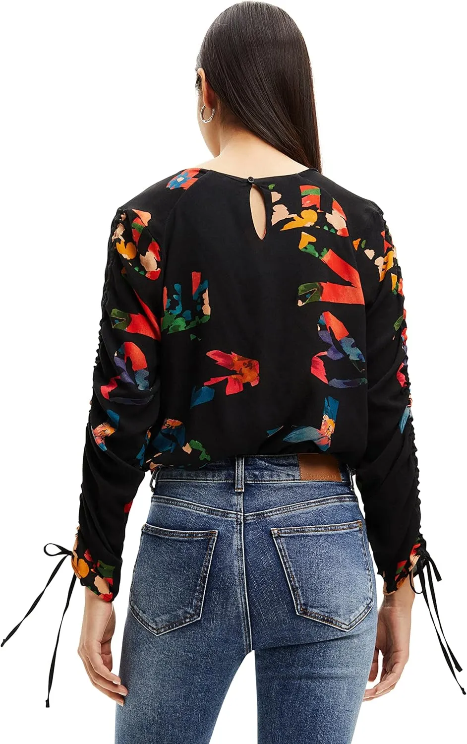 Desigual Damen Bluse - Schwarz, Bunt gemustert 22WWBW112000 GR. M