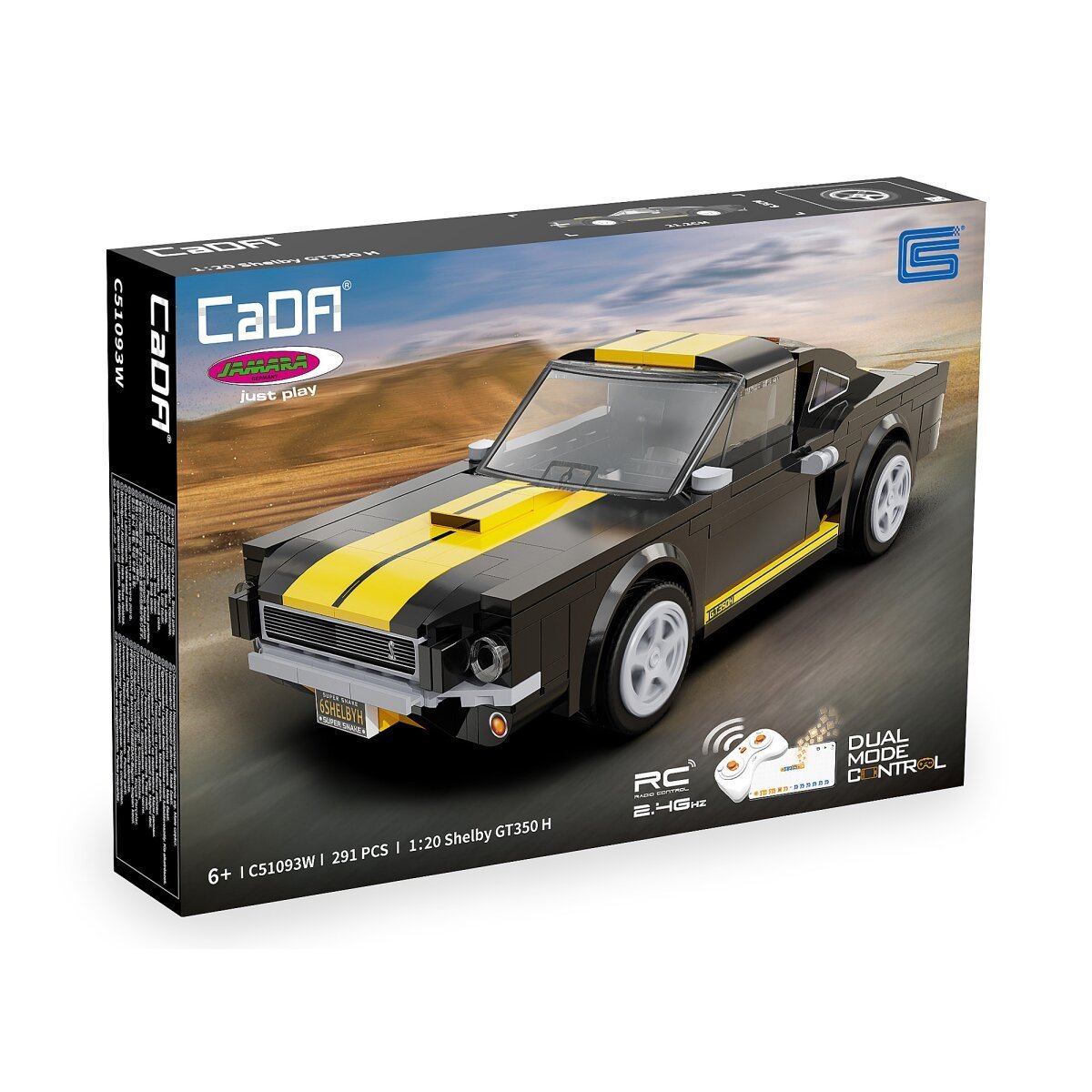 JAMARA CaDA Shelby GT350 H 1:20 schwarz 2,4GHz Bricks ab 6 Jahren
