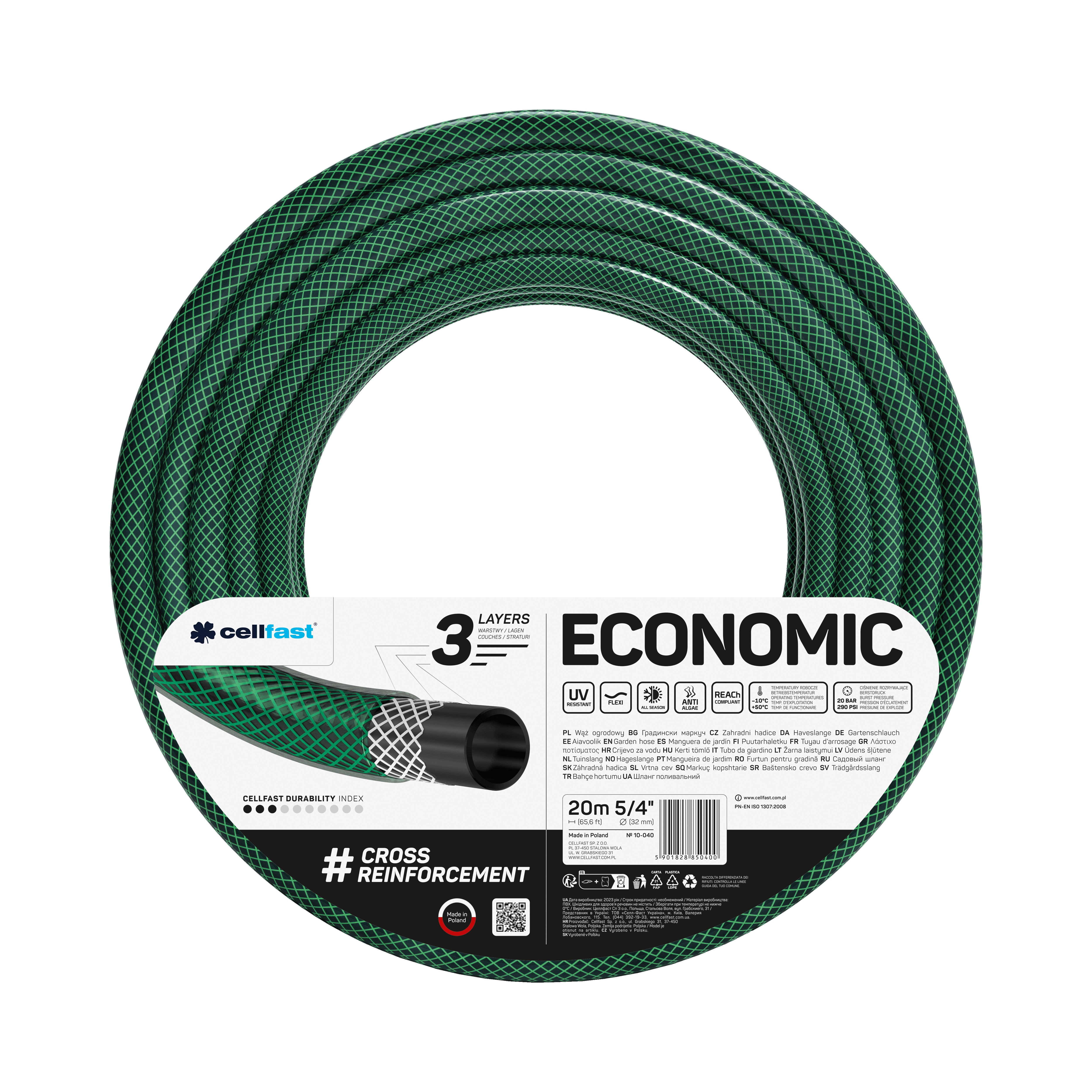 Cellfast 3-lagiger Gartenschlauch ECONOMIC 5/4" 20 m