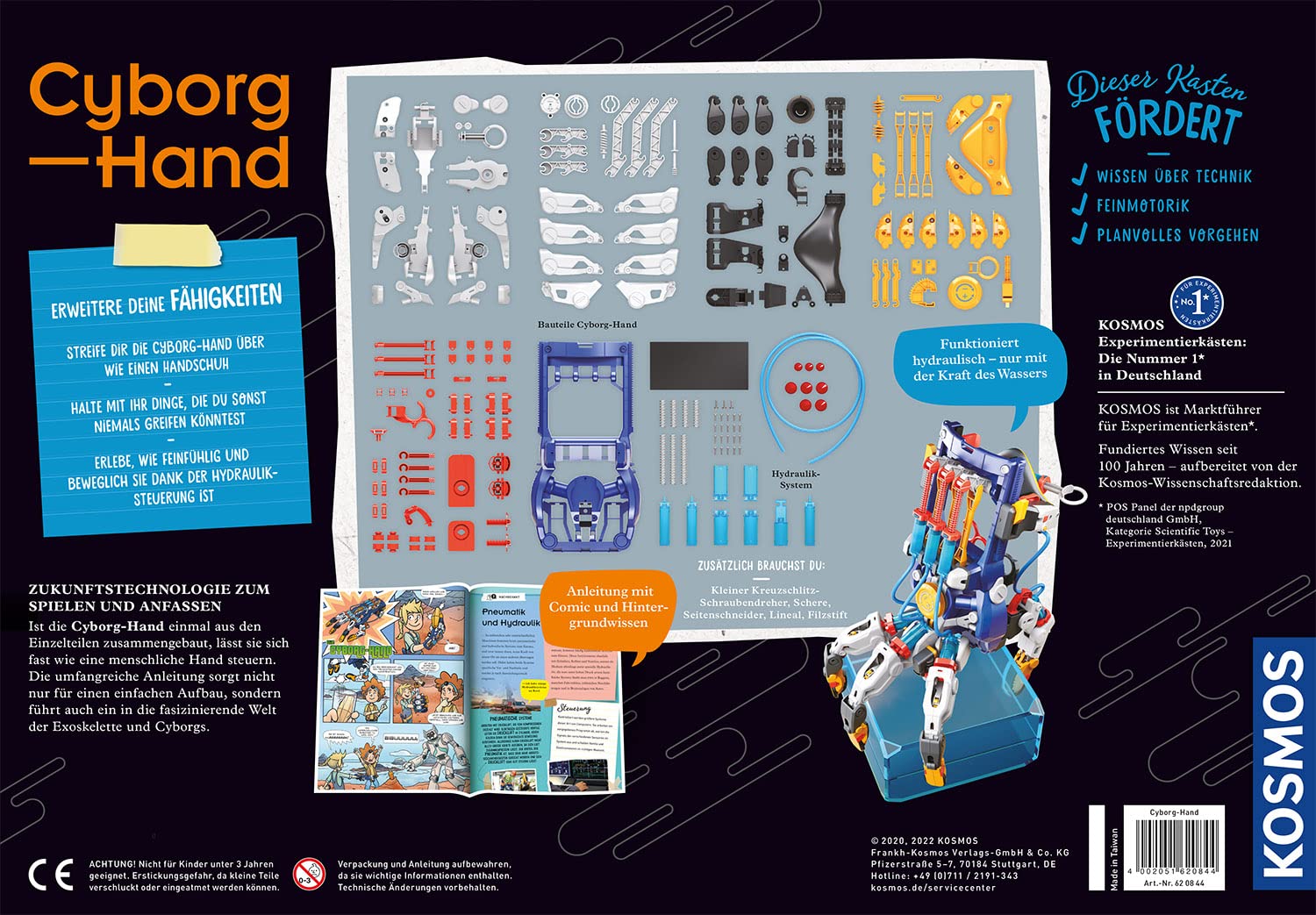 Kosmos Cyborg-Hand - Hydraulischer Roboterbausatz Für Kinder Ab 10 Jahren 620844 Werbung, Plakat, Spielzeug