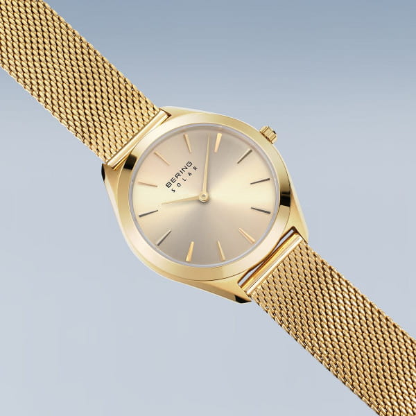 Bering 17331-333 Damenuhr, Milanaise/Solar, Gold