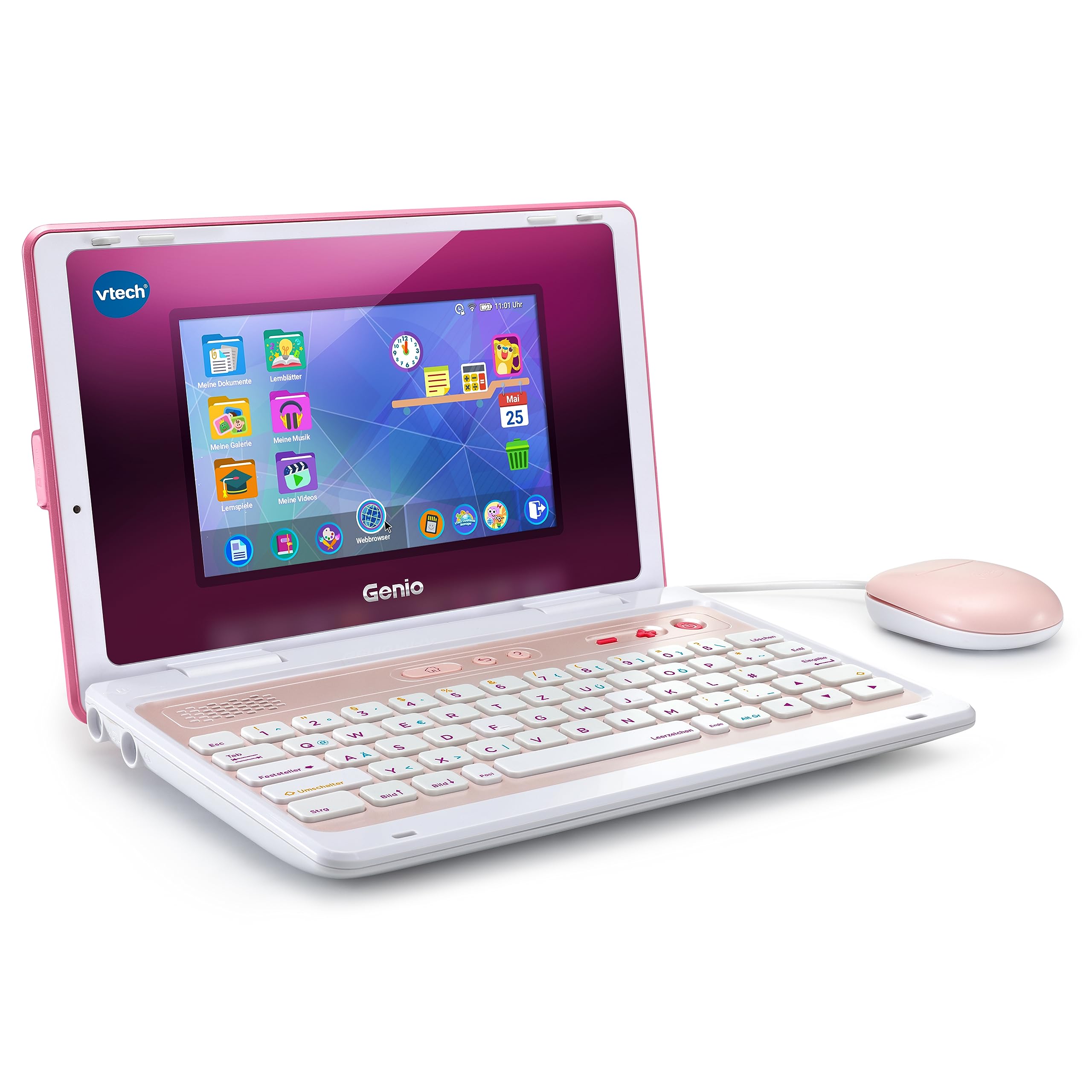 VTech Genio Lernlaptop XL Lern-Laptop ab 5 Jahren VTech Genio Lernlaptop XL in Rosa, Kunststoff, 7 HD-Display, QWERTZ-Tastatur, 40 Lern-Apps & E-Books, Kalender, Galerie, Wi-Fi, microSD, ab 5 J., Computer, Elektronik, Laptop, PC, Computerausrüstung